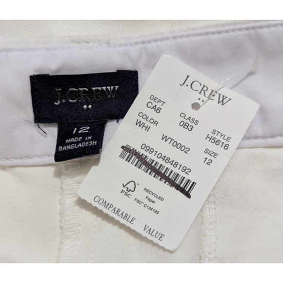 New J.Crew Factory sz 12 Classic Chino Shorts 3.5" white no stretch 4559 - Picture 4 of 5
